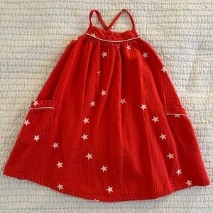 Girls Red Star Muslin Dress, sz 6
